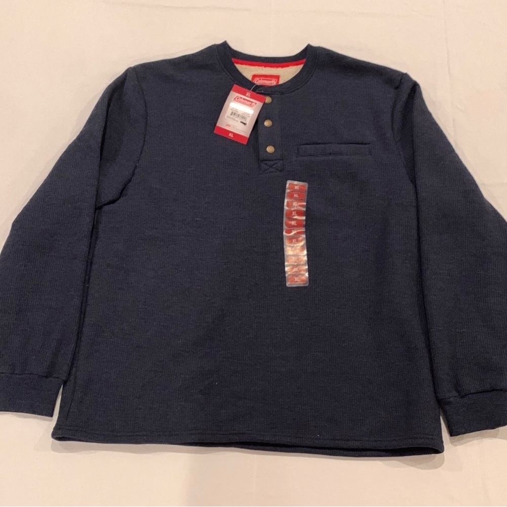Coleman Indigo Heather Henley Bonded Waffle Snap Closure Fleece Sherpa - Mens XL